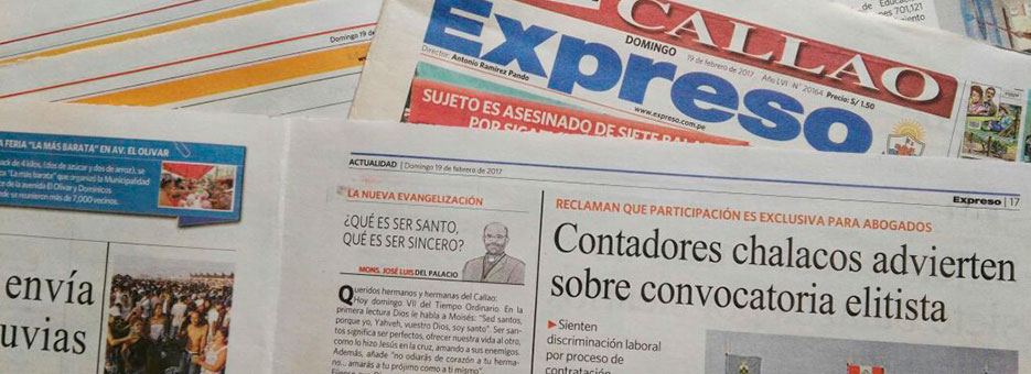 Obispo chalaco participa como columnista en el Diario Expreso, edición Callao